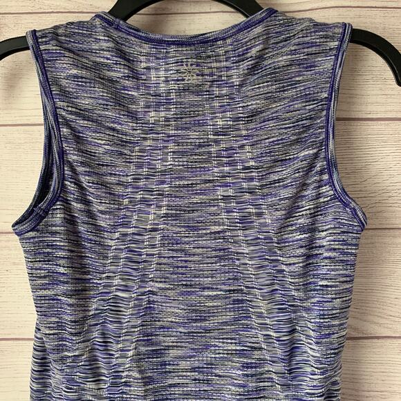 Athleta Blue Space Dye Sleeveless Athletic Shirt Ruched Bottom - Picture 5 of 10
